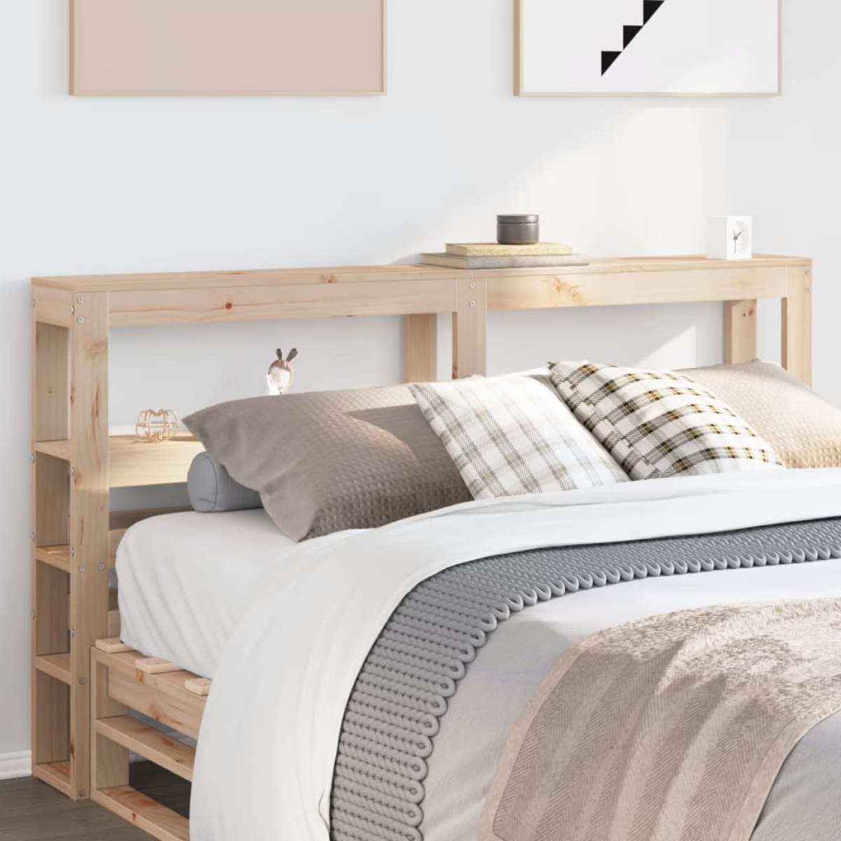 vidaXL Headboard with Shelves 120 cm Solid Wood Pine