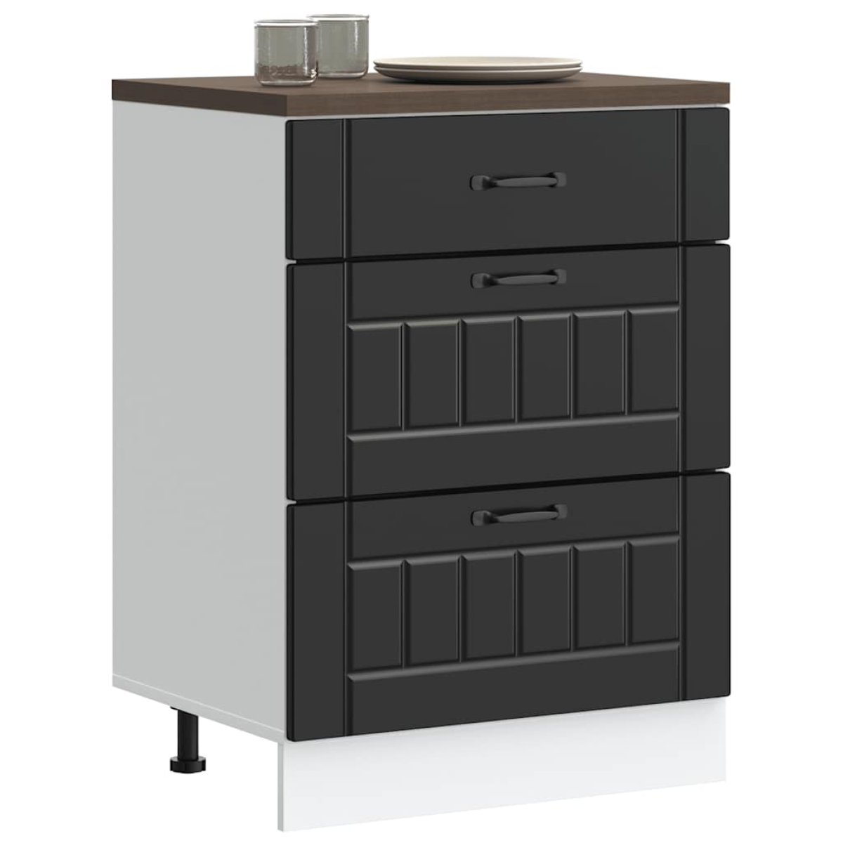 Black Vidaxl Kitchen Base Cabinet Lucca Engineered Wood