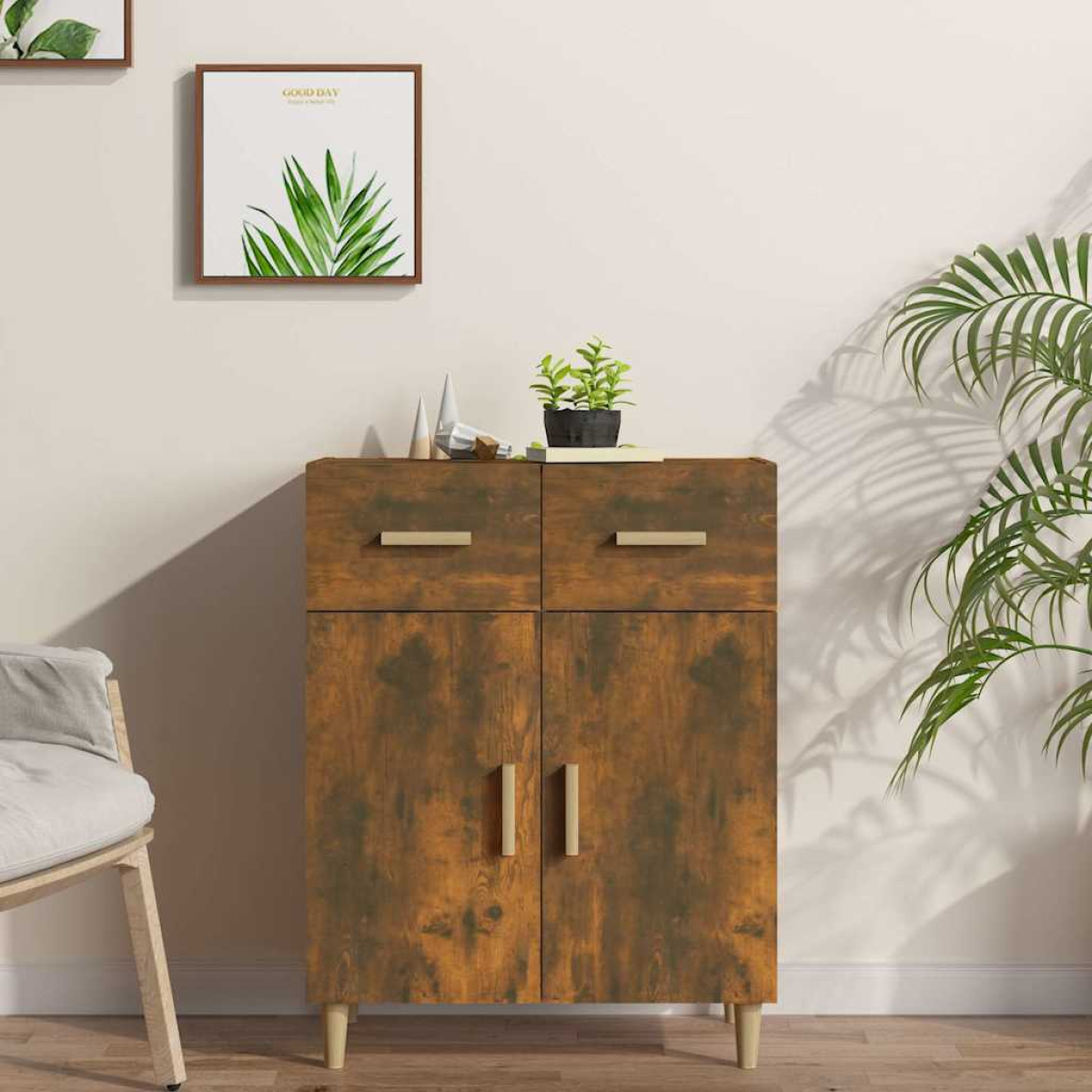 vidaXL Sideboard Smoked Oak 69.5x34x90 cm Engineered Wood