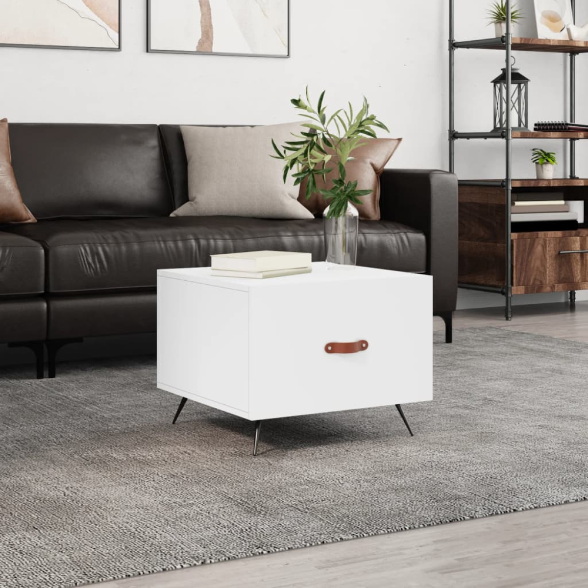 White Vidaxl Coffee Table 50X50x40 Cm Engineered Wood