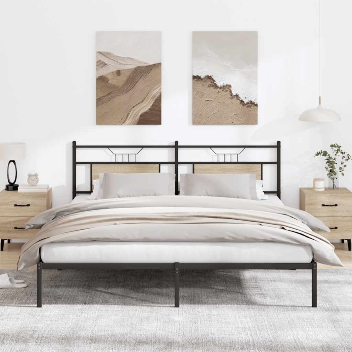 vidaXL Bed Frame without Mattress Sonoma Oak 183x203 cm Engineered Wood