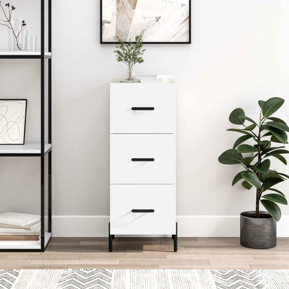 White Vidaxl Sideboard 34.5X34x90 Cm Engineered Wood