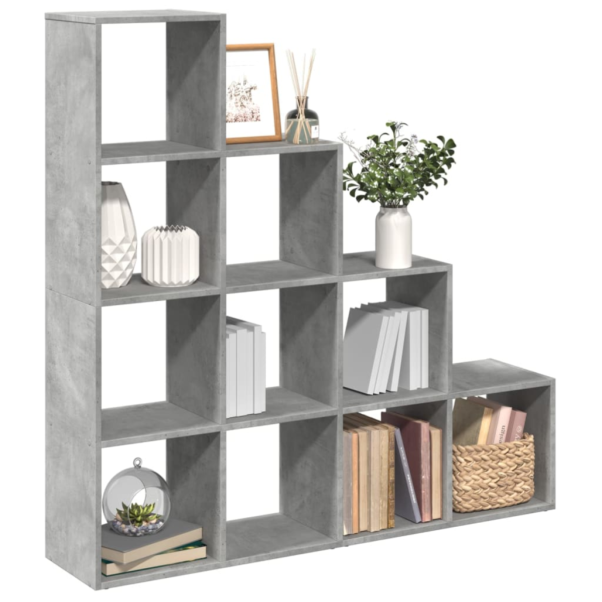 Grey Vidaxl Room Divider Bookcase 4-Tier Concrete 131.5X29x131.5 Cm Engineered Wood