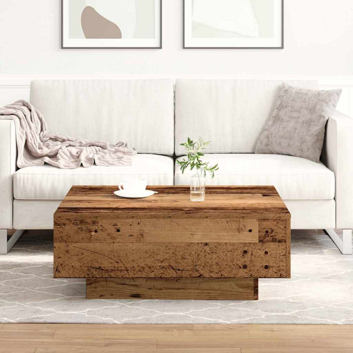 vidaXL Coffee Table Old wood 80 x 80 x 31 cm Engineered wood
