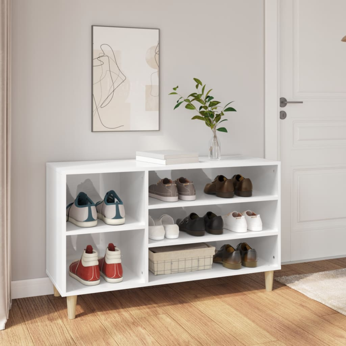 White Vidaxl Shoe Cabinet High Gloss 102X36x60 Cm Engineered Wood