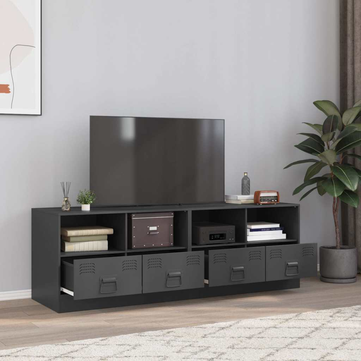 Anthracite Vidaxl Tv Cabinets 2 Pcs 67X39x44 Cm Steel