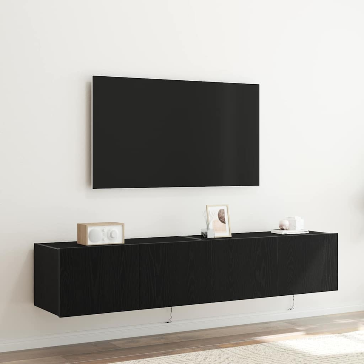 Black Vidaxl Tv Wall Cabinet Oak 80 X 35 X 31 Cm Engineered Wood