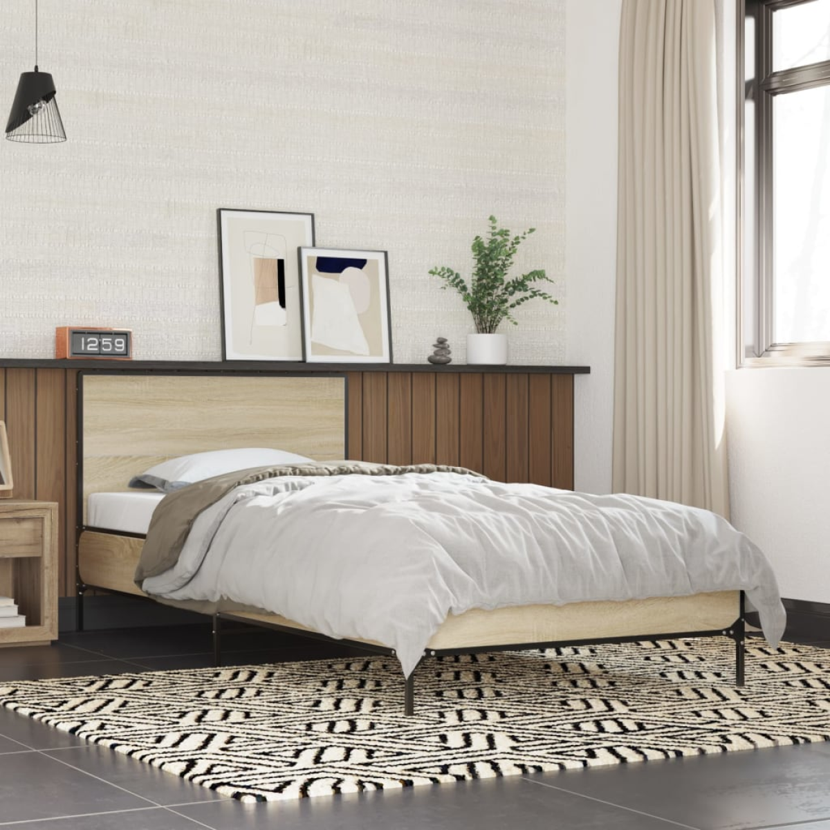 vidaXL Bed Frame without Mattress Sonoma Oak 100x200 cm