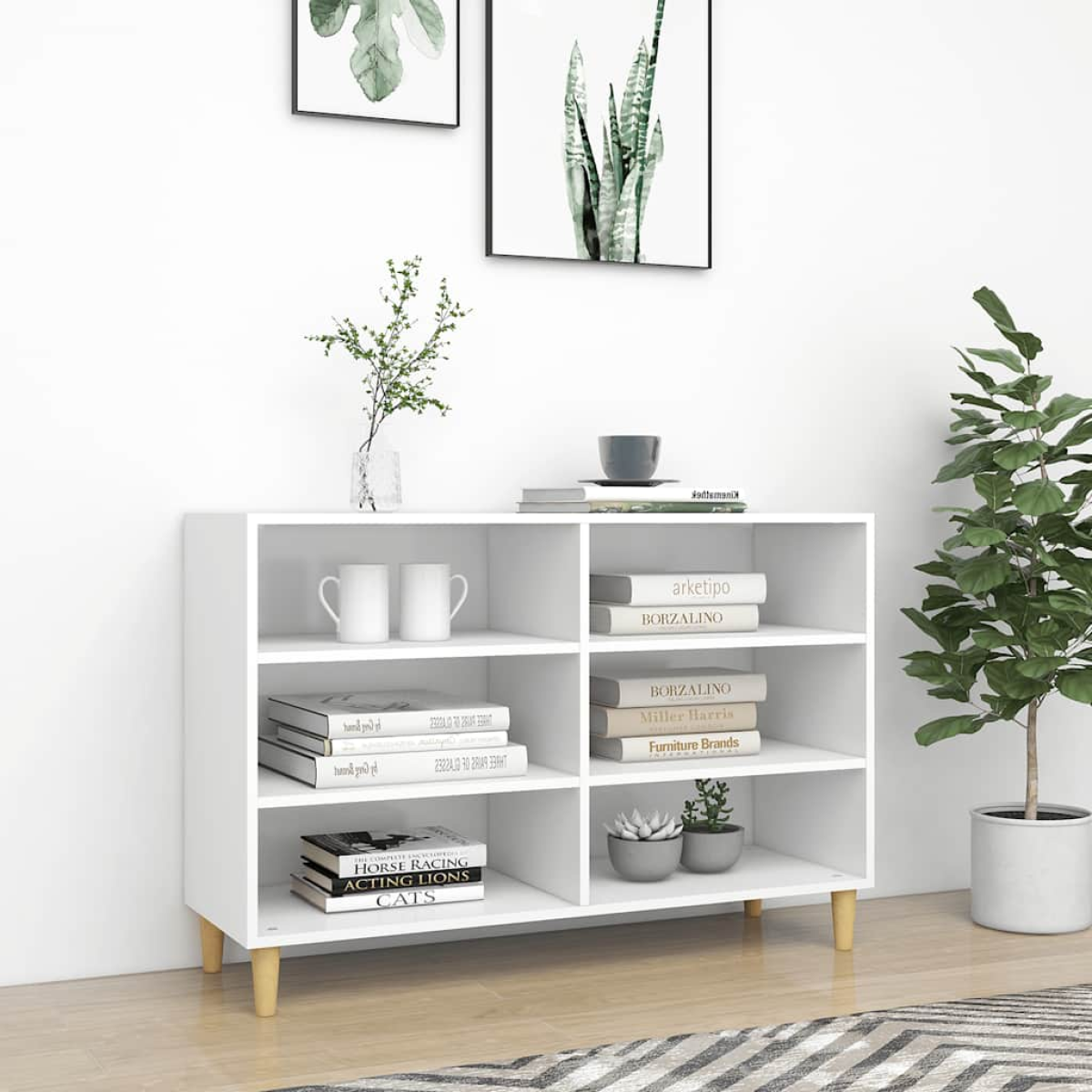 White Vidaxl Sideboard 103.5X35x70 Cm Engineered Wood