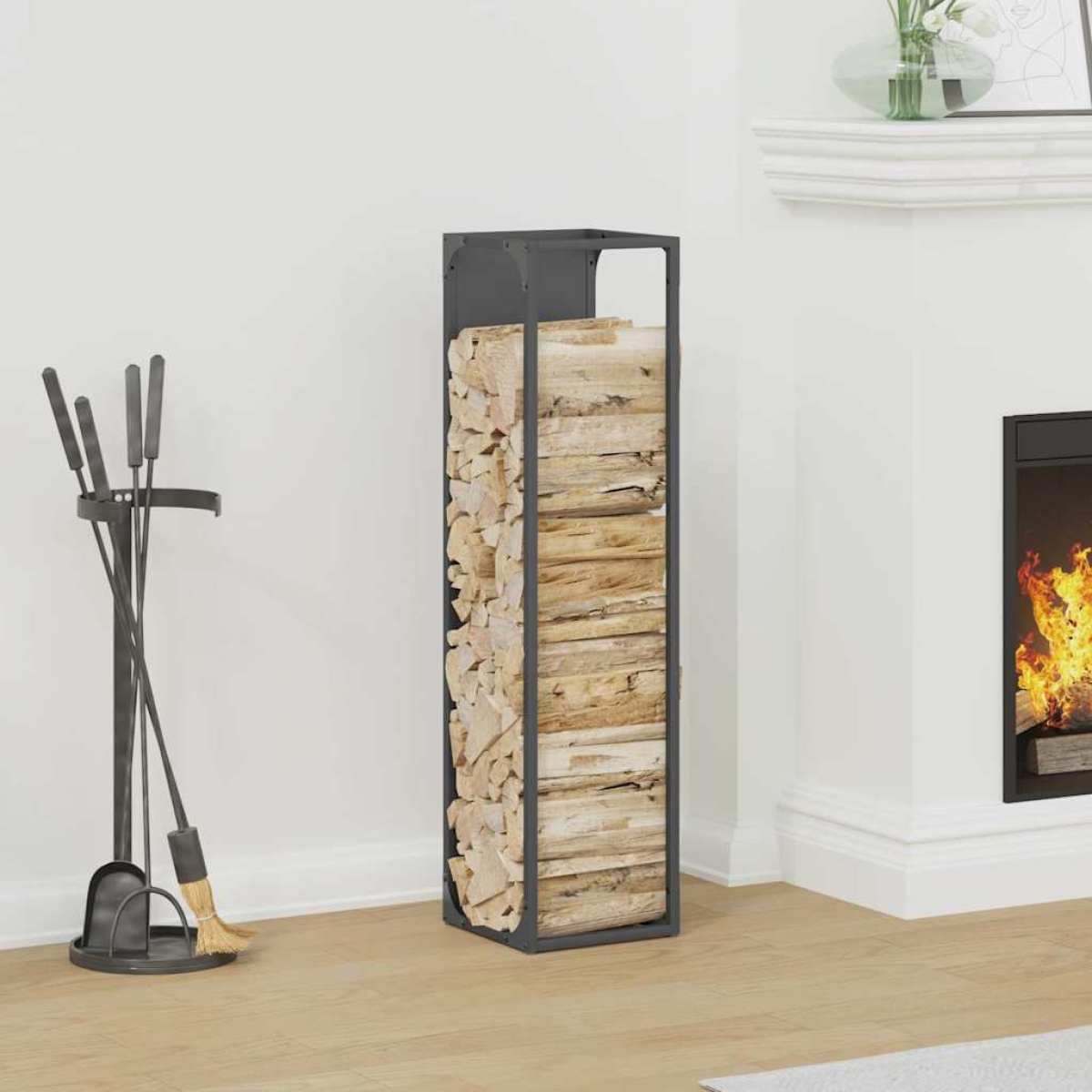Photos - Fireplace Accessory VidaXL Firewood Rack Anthracite 25x25x100 cm Cold-rolled steel 