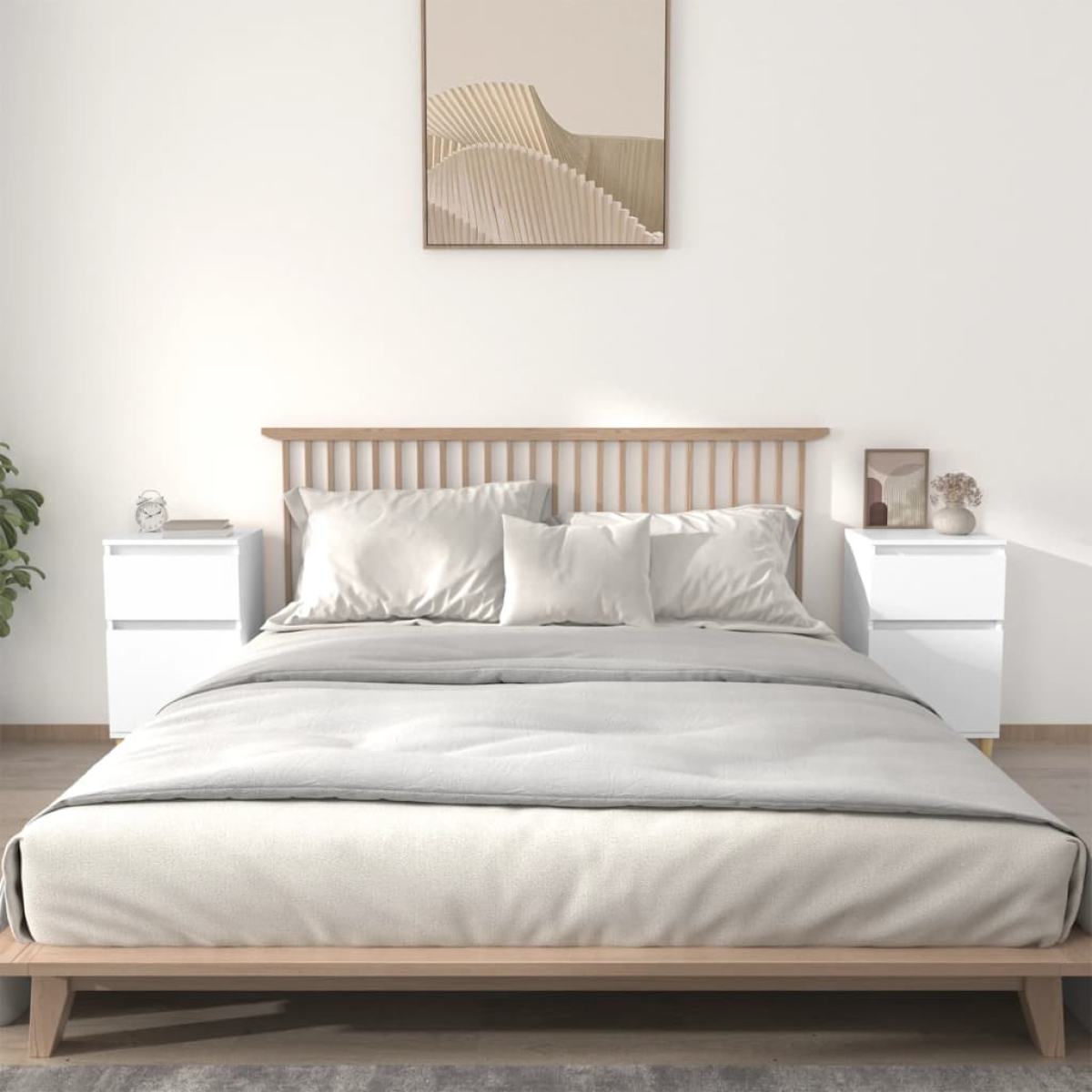 White Vidaxl Bedside Cabinets 2 Pcs 40X35x70 Cm