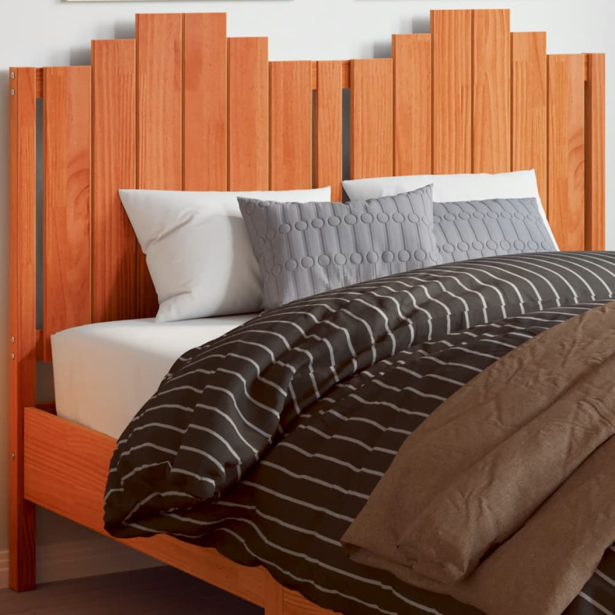 Brown Vidaxl Headboard Wax 135 Cm Solid Wood Pine