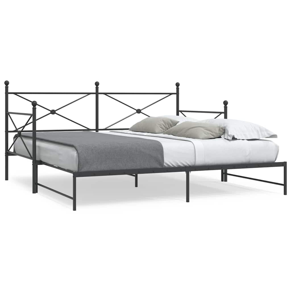 Black Vidaxl Daybed With Trundle Without Mattress 100X200 Cm Steel