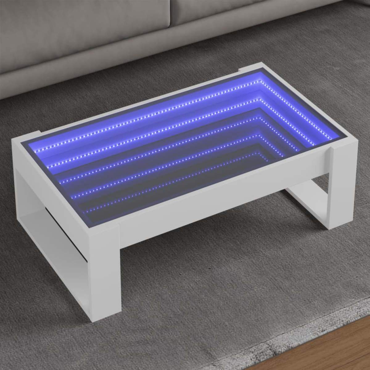 White Vidaxl Coffee Table With Infinity Led 90X53x30 Cm