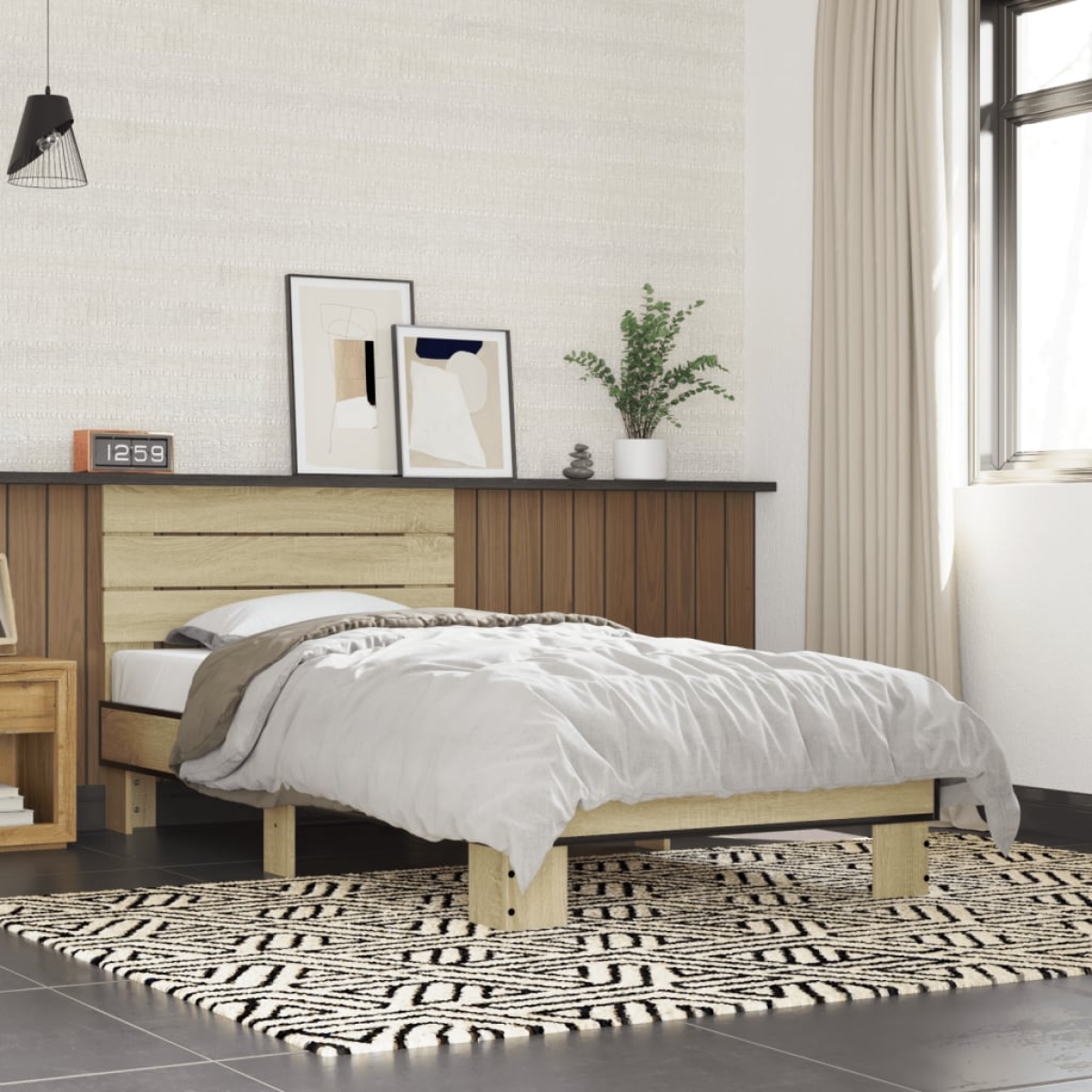 vidaXL Bed Frame without Mattress Sonoma Oak 90x190 cm Single