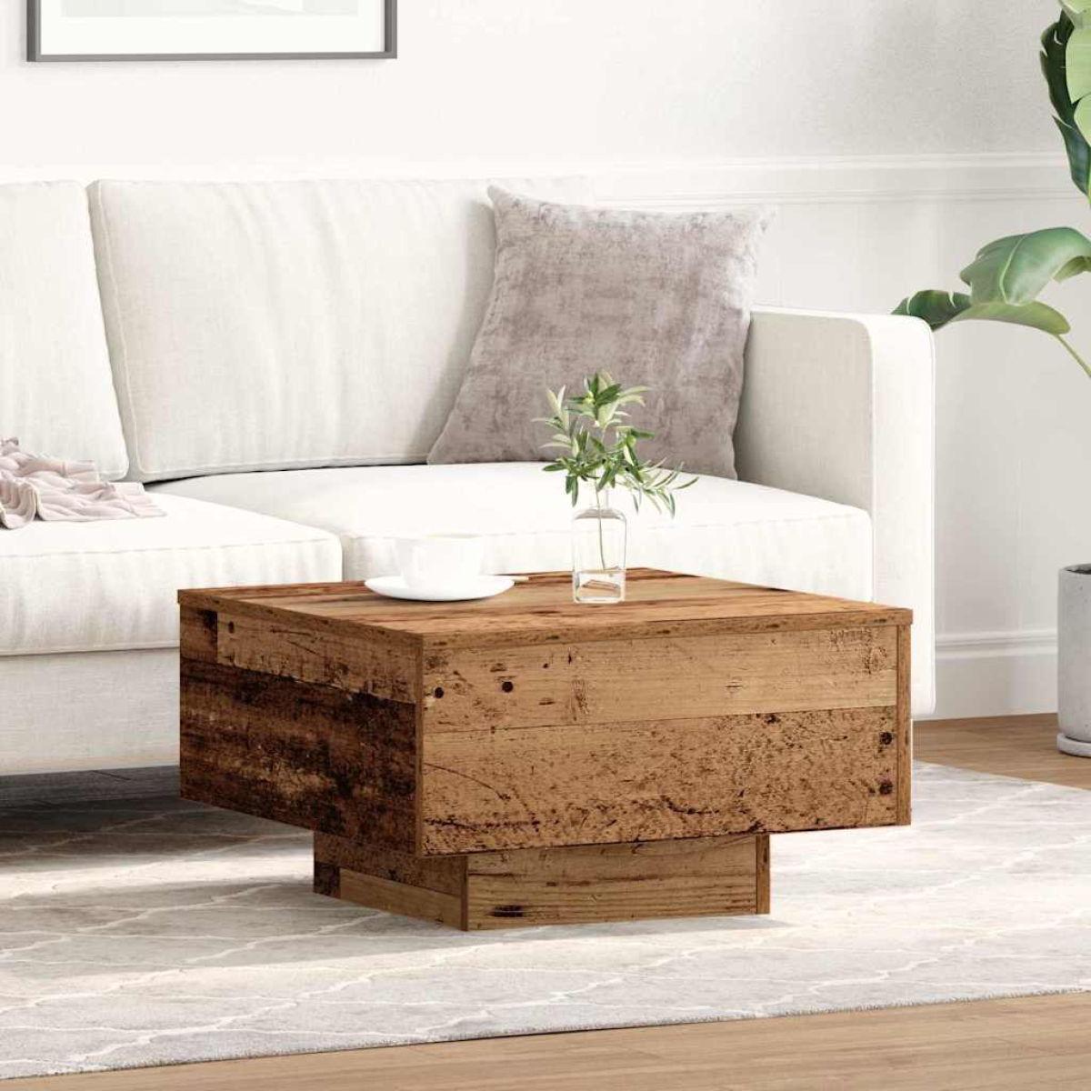 vidaXL Coffee Table Old wood 55 x 55 x 31 cm Engineered wood