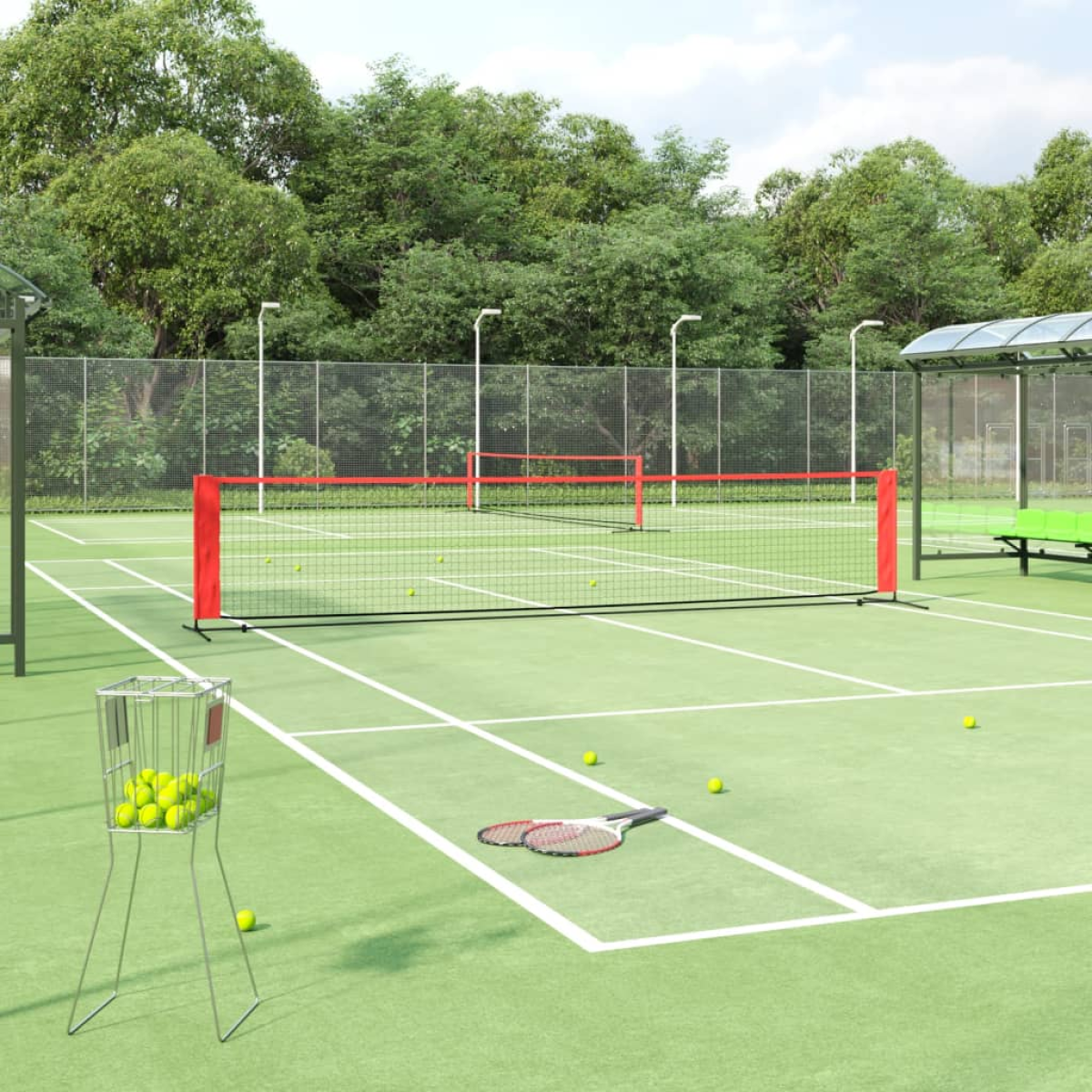 Black/Red Vidaxl Tennis Net And 500X100x87 Cm Polyester