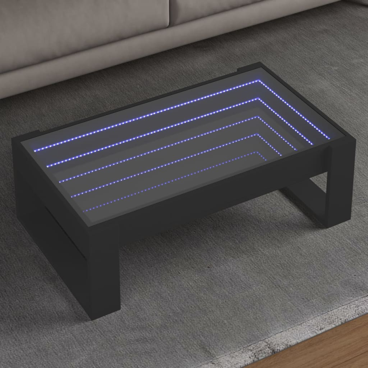 Black Vidaxl Coffee Table With Infinity Led 90X53x30 Cm