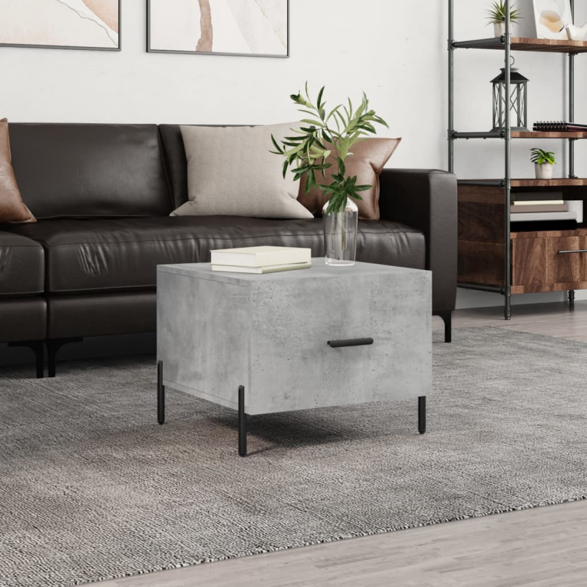 Grey Vidaxl Coffee Table Concrete 50X50x40 Cm Engineered Wood