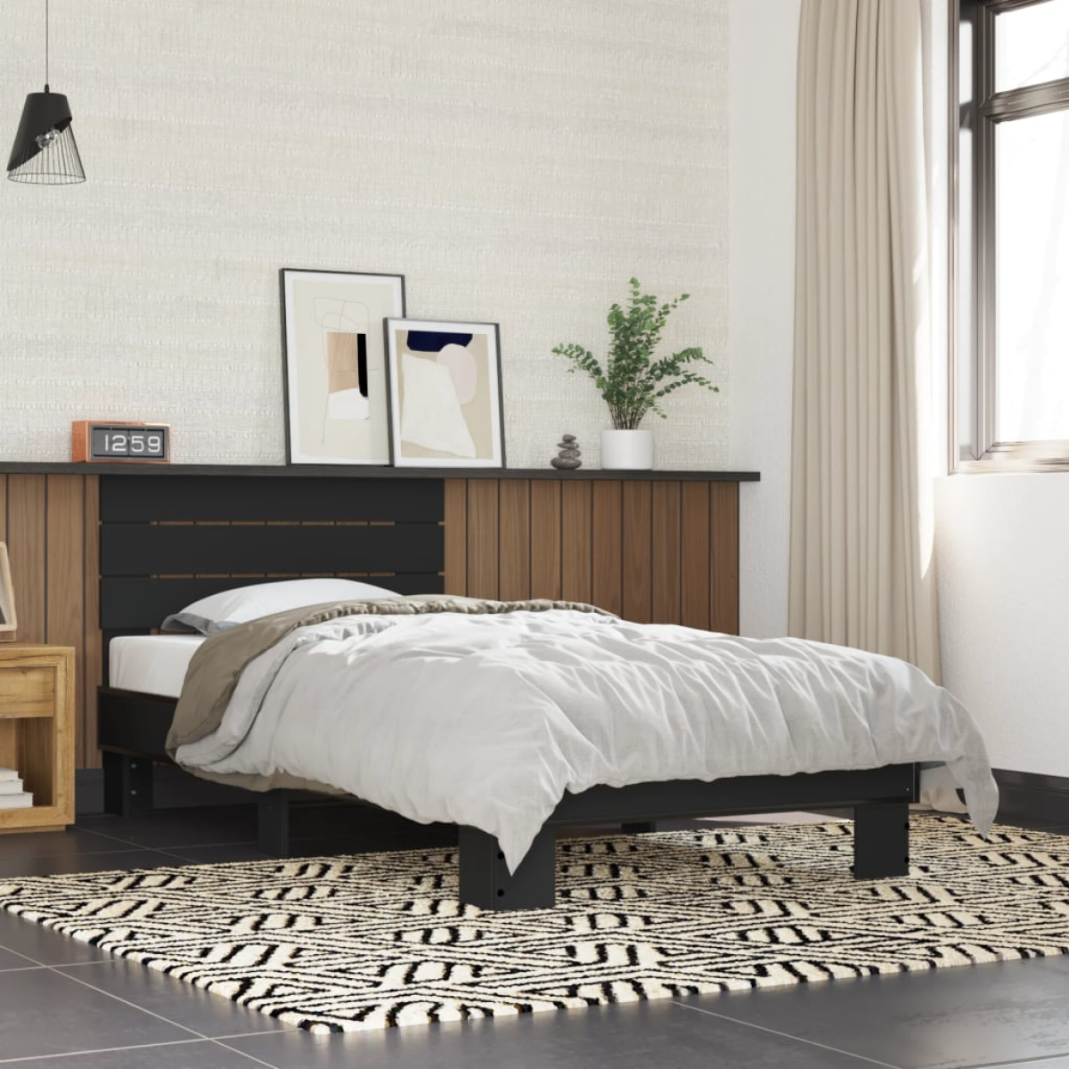 Black Vidaxl Bed Frame Without Mattress 75X190 Cm Small Single