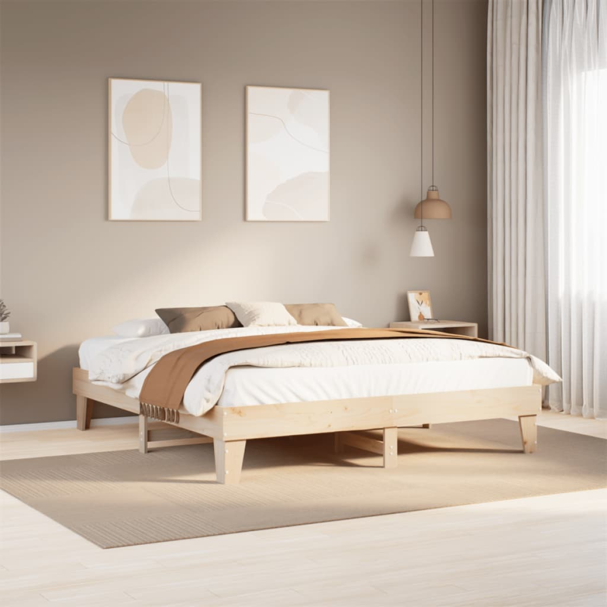 vidaXL Bed Frame without Mattress 200x200 cm Solid Wood Pine