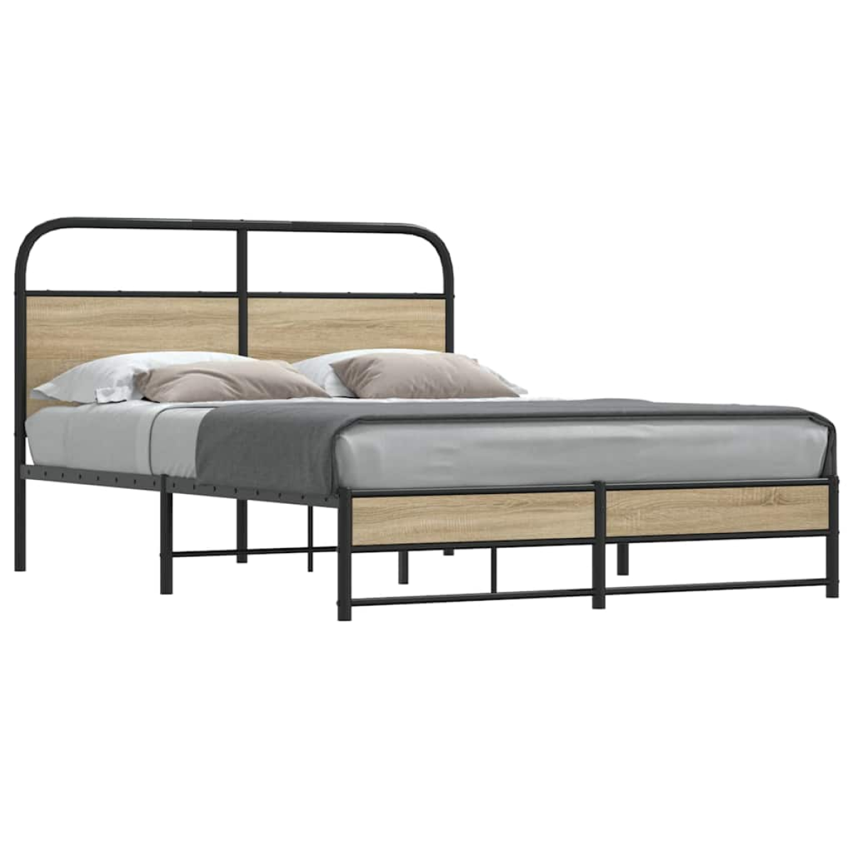 vidaXL Bed Frame Without Mattress 140x190 cm Smoked Oak Engineered Wood