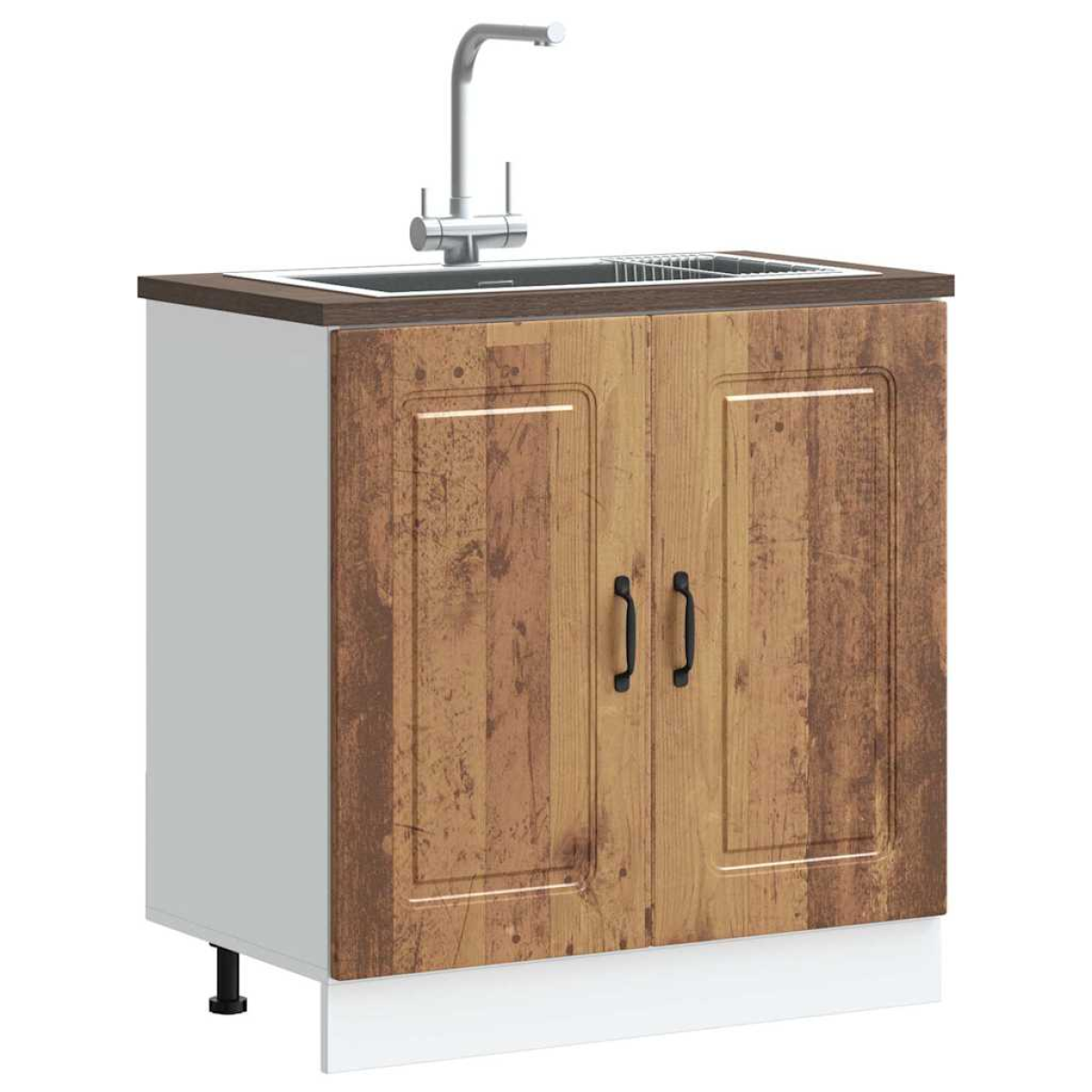 vidaXL Sink Base Cabinet Kalmar Old Wood 80x46x81.5 cm Engineered Wood
