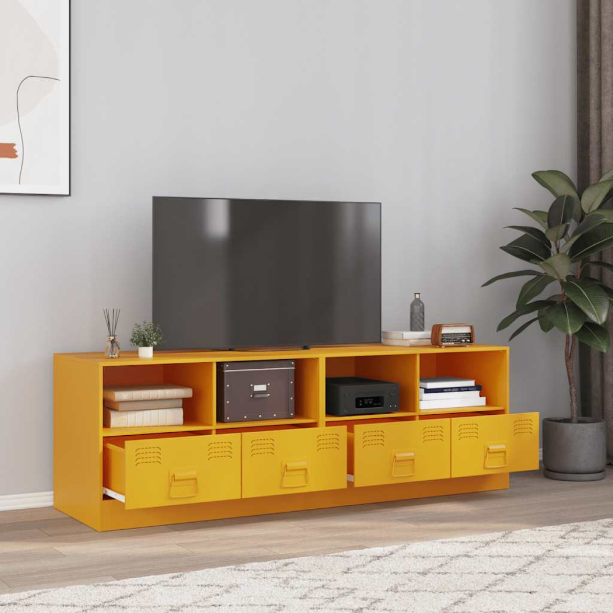 Yellow Vidaxl Tv Cabinets 2 Pcs Mustard 67X39x44 Cm Steel