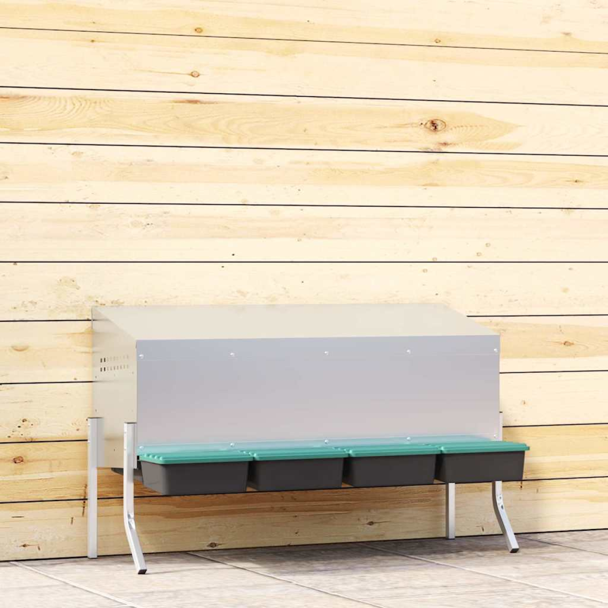 Silver/Dark/Green Vidaxl Chicken Nesting Box 3 Compartments With Legs Galvanised Steel