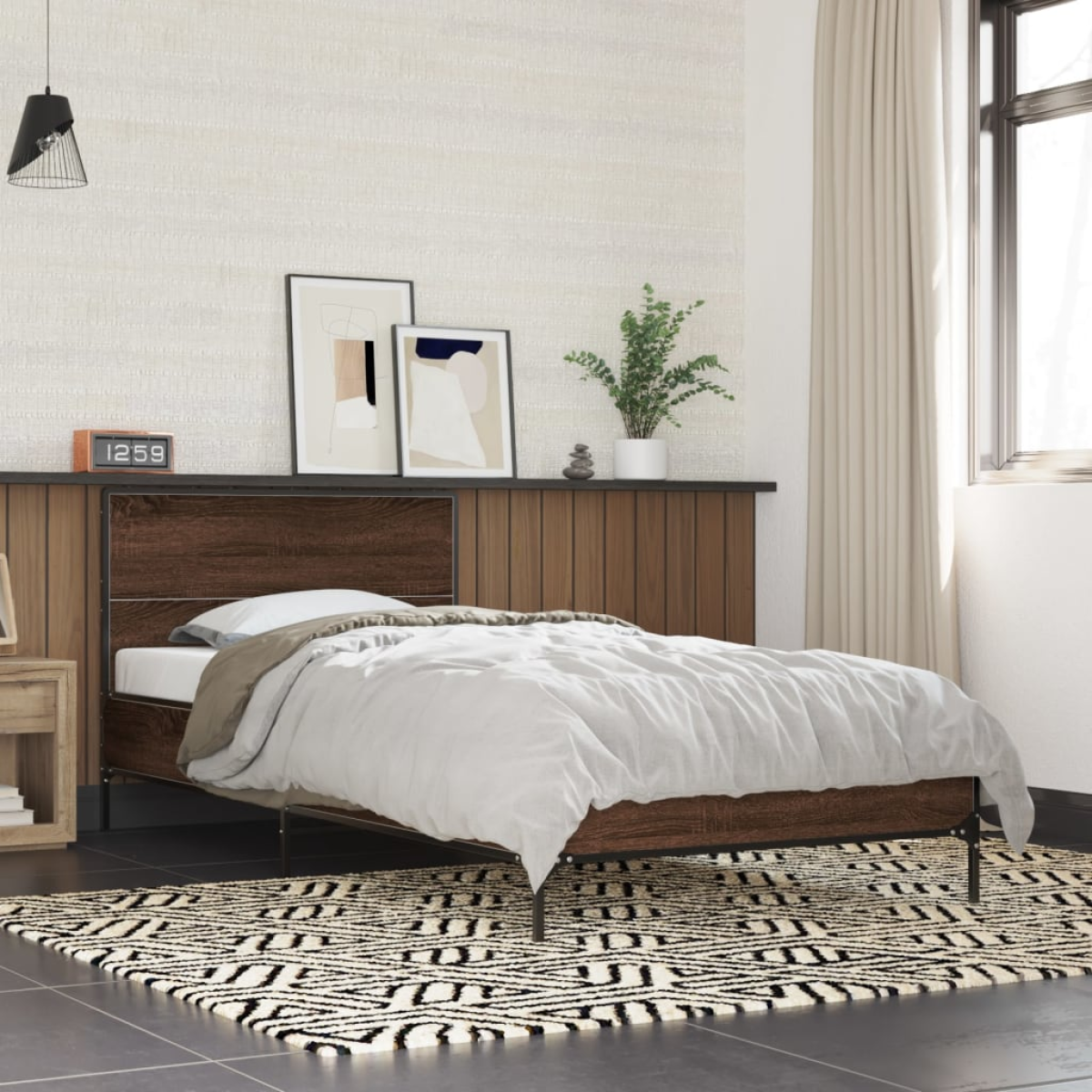 Brown Vidaxl Bed Frame Without Mattress Oak 90X190 Cm Single