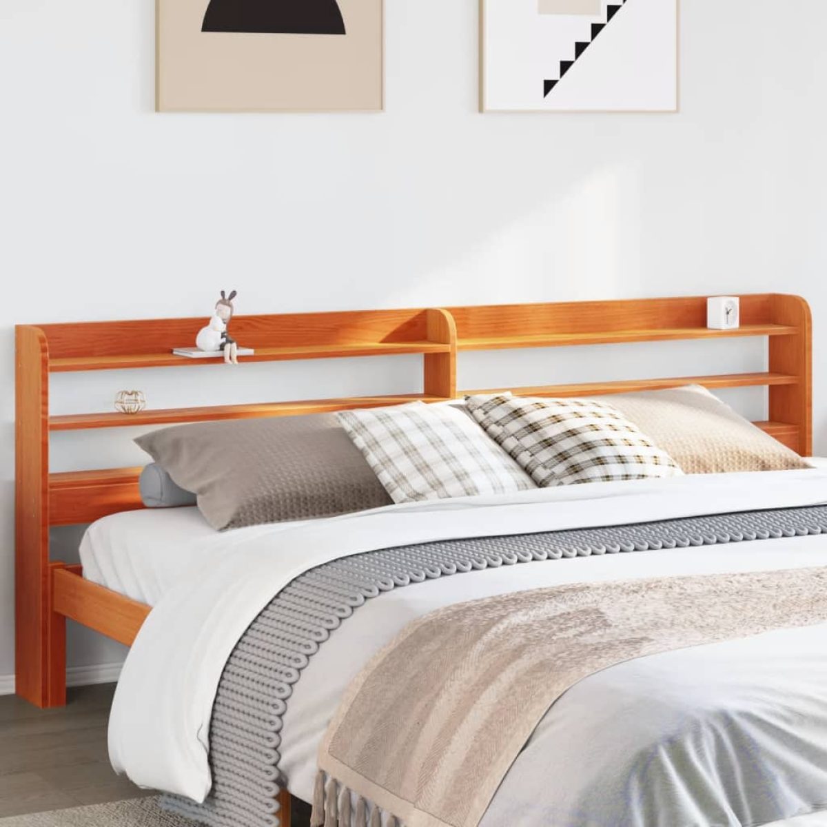 Brown Vidaxl Headboard With Shelves Wax 180 Cm Solid Wood Pine