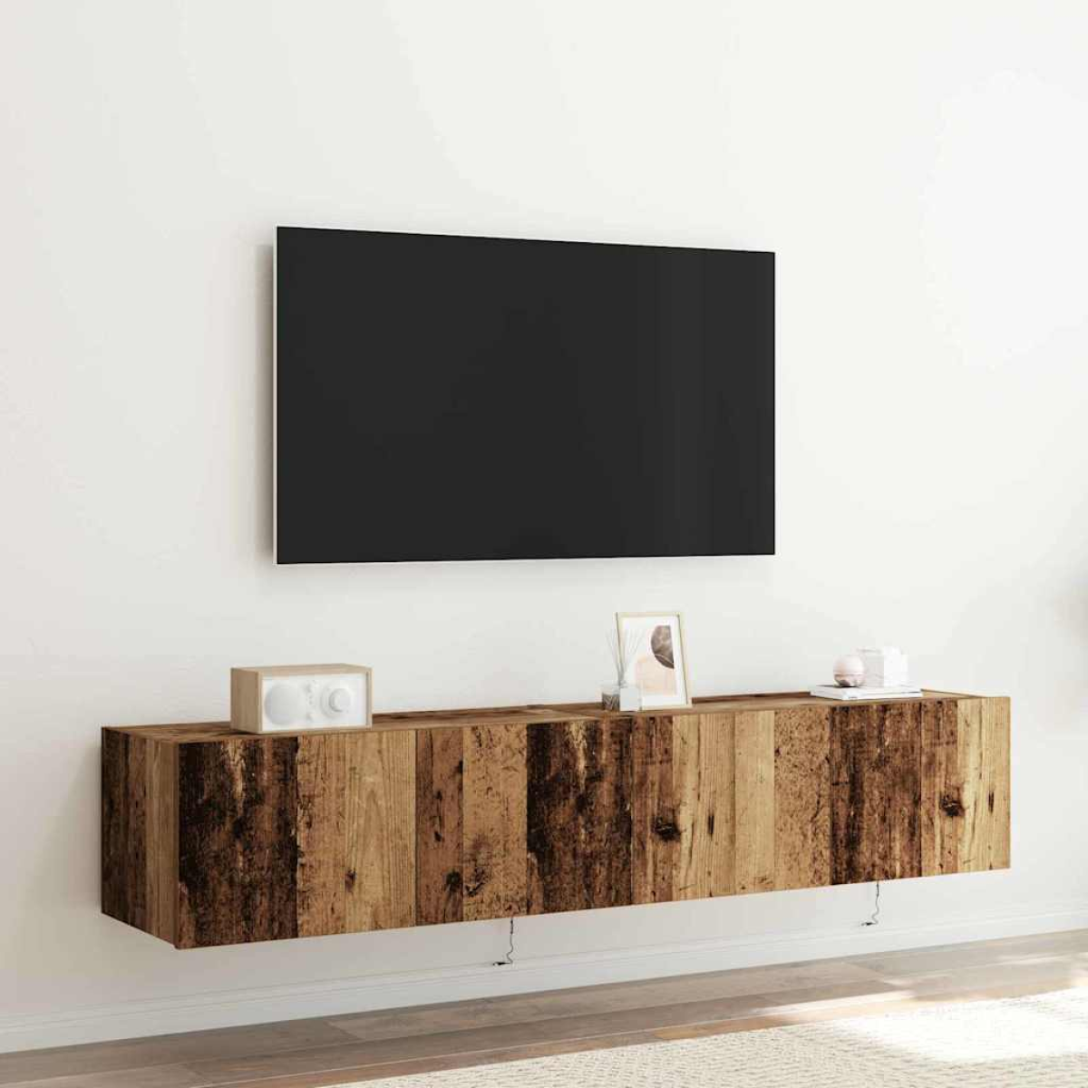 Light Vidaxl Tv Wall Cabinet Old Wood 80 X 35 X 31 Cm Engineered Wood