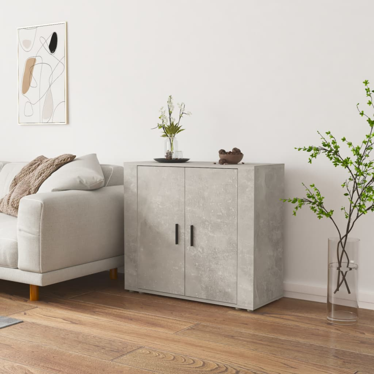 Vidaxl Grey Sideboard Concrete 80X33x70 Cm Engineered Wood