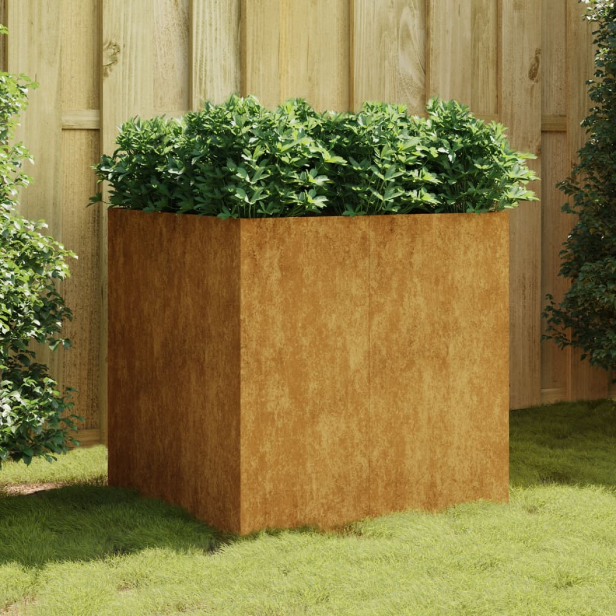 Brown Vidaxl Planter 80X80x80 Cm Corten Steel
