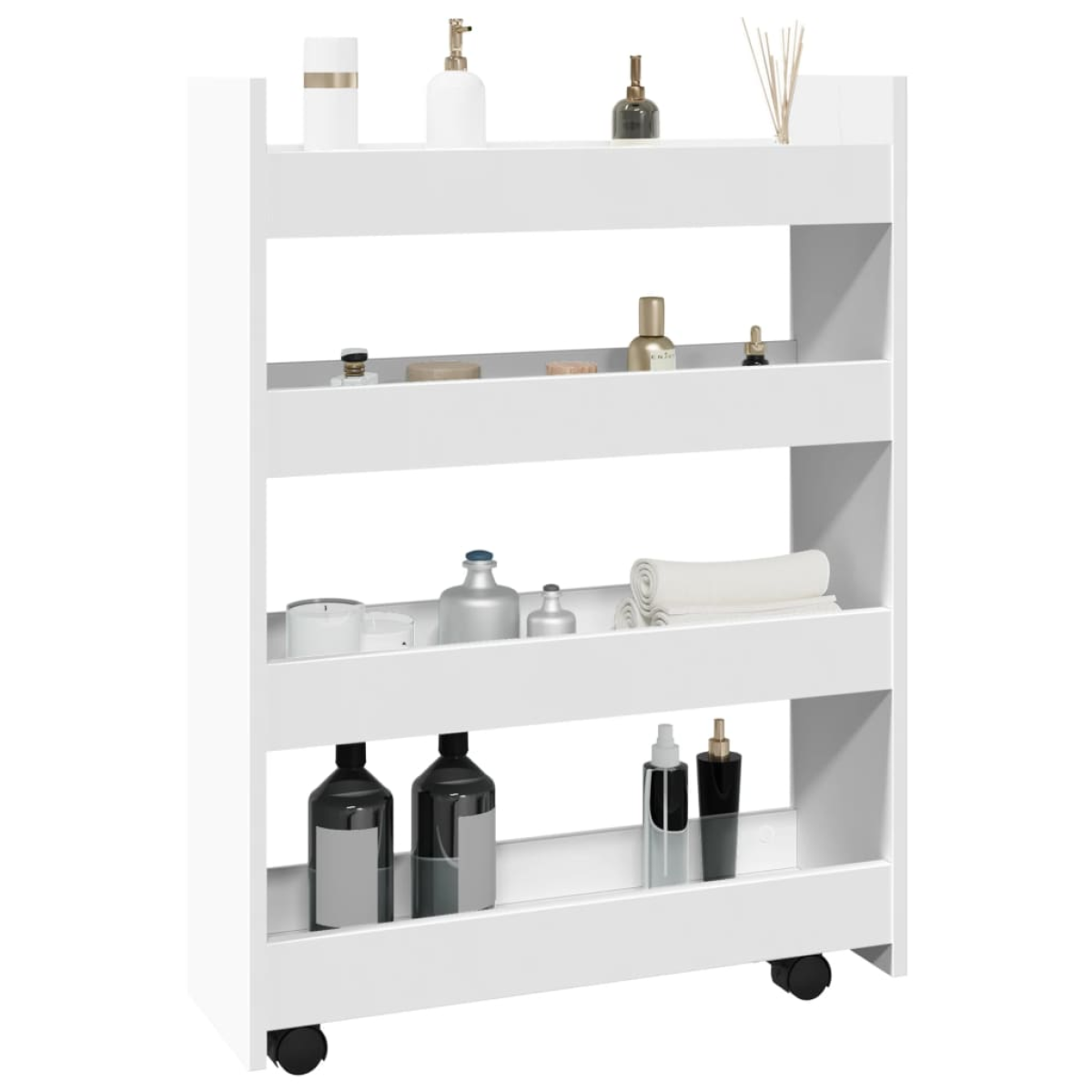 White Vidaxl Narrow Storage Trolley 4 Tier Engineered Wood