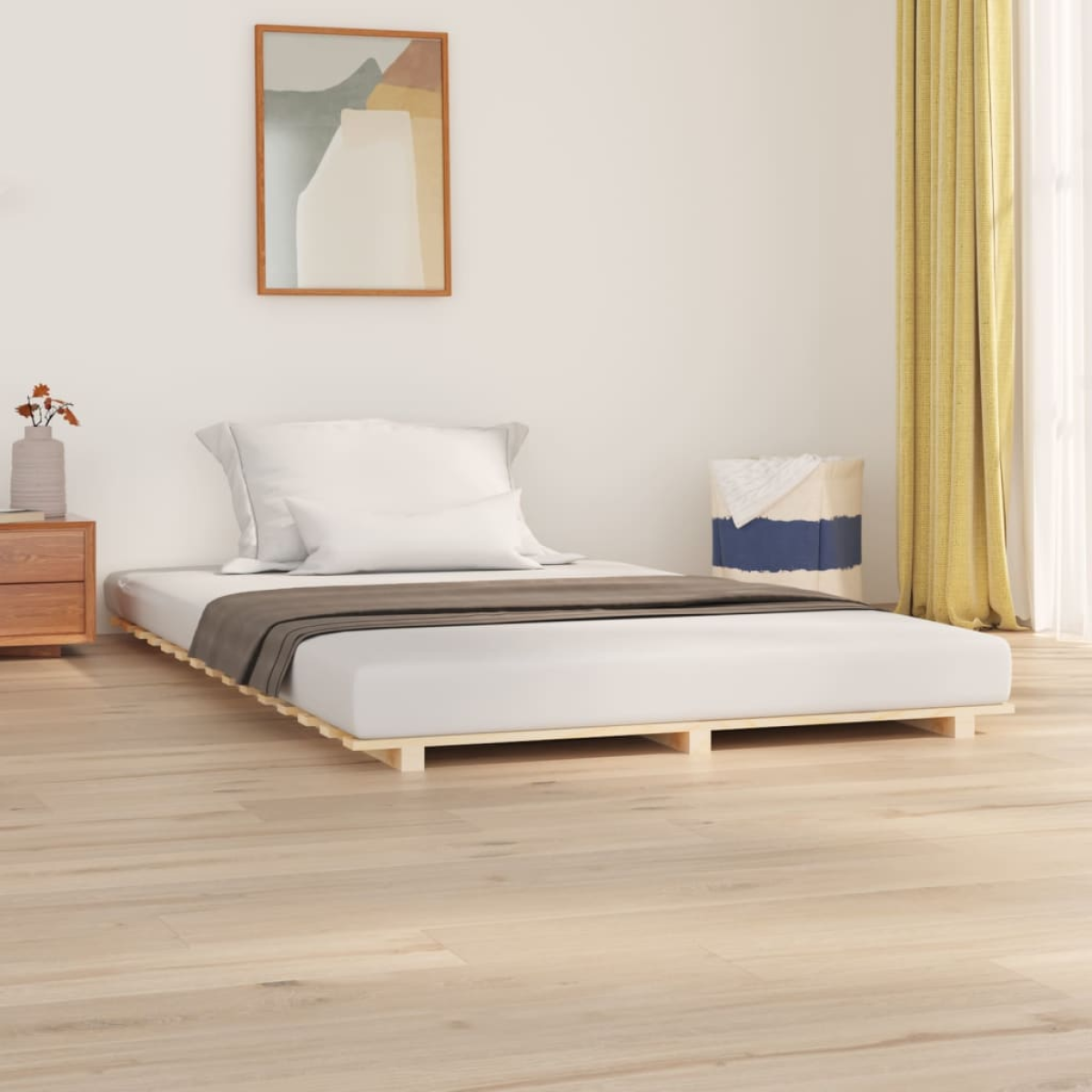 Grain Vidaxl Bed Frame Without Mattress 135X190 Cm Double Solid Wood Pine