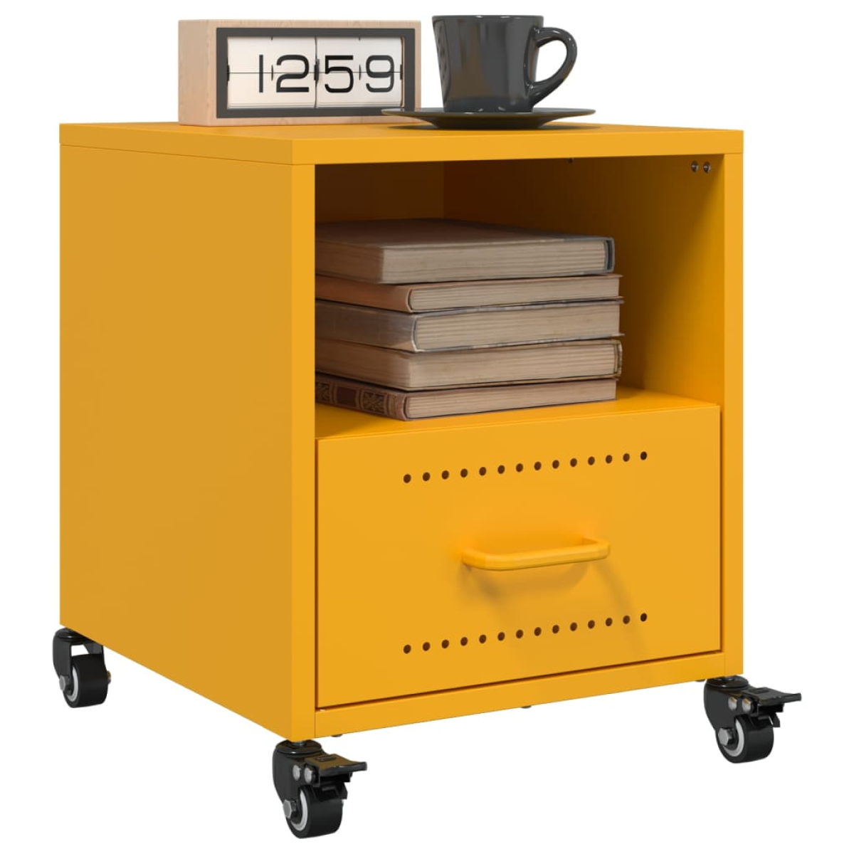 Yellow Vidaxl Bedside Cabinets 2 Pcs Mustard 36X39x43.5 Cm Steel