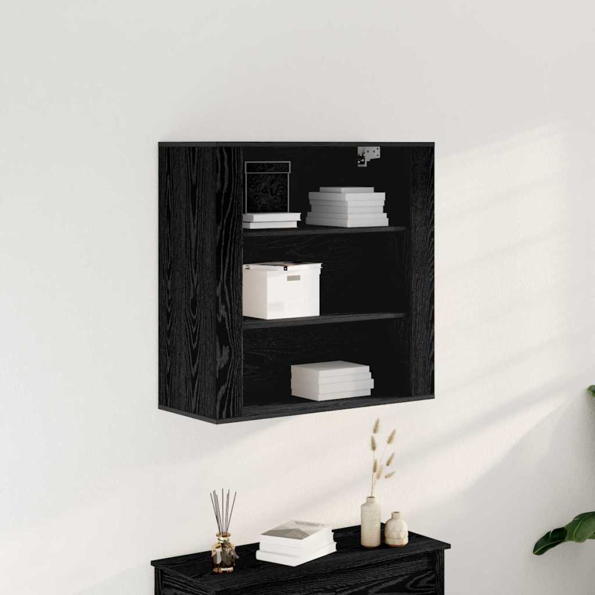 Black Vidaxl Wall Cabinet Oak 80 X 33 X 80 Cm Engineered Wood
