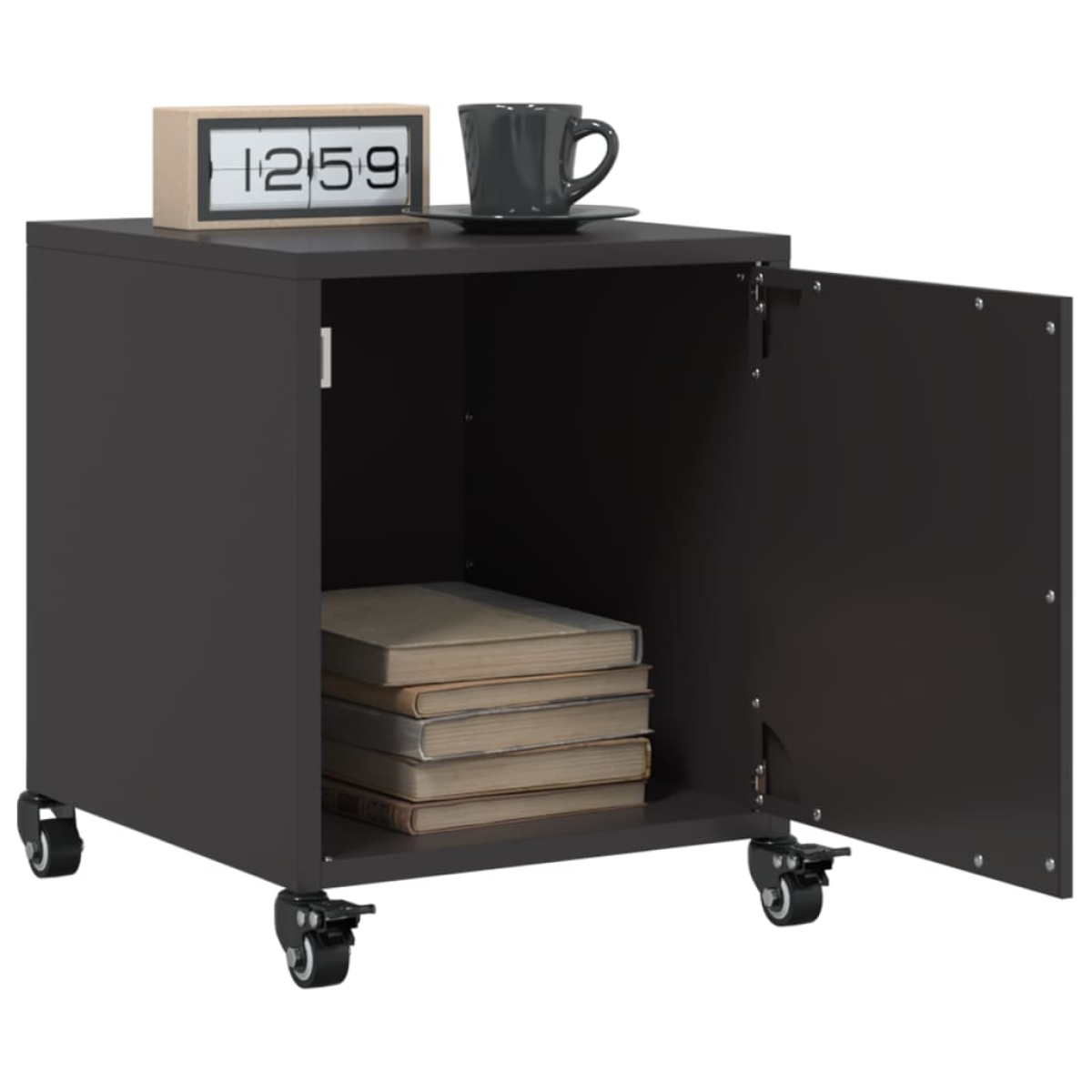 Black Vidaxl Bedside Cabinets 2 Pcs 36X39x43.5 Cm Steel