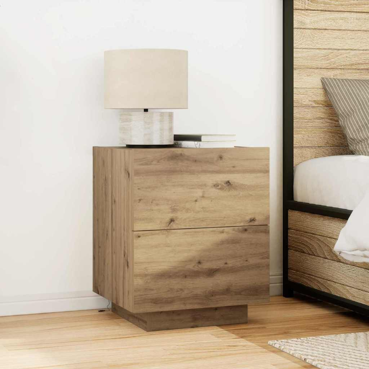vidaXL Bedside Cabinet with Drawer Artisan oak