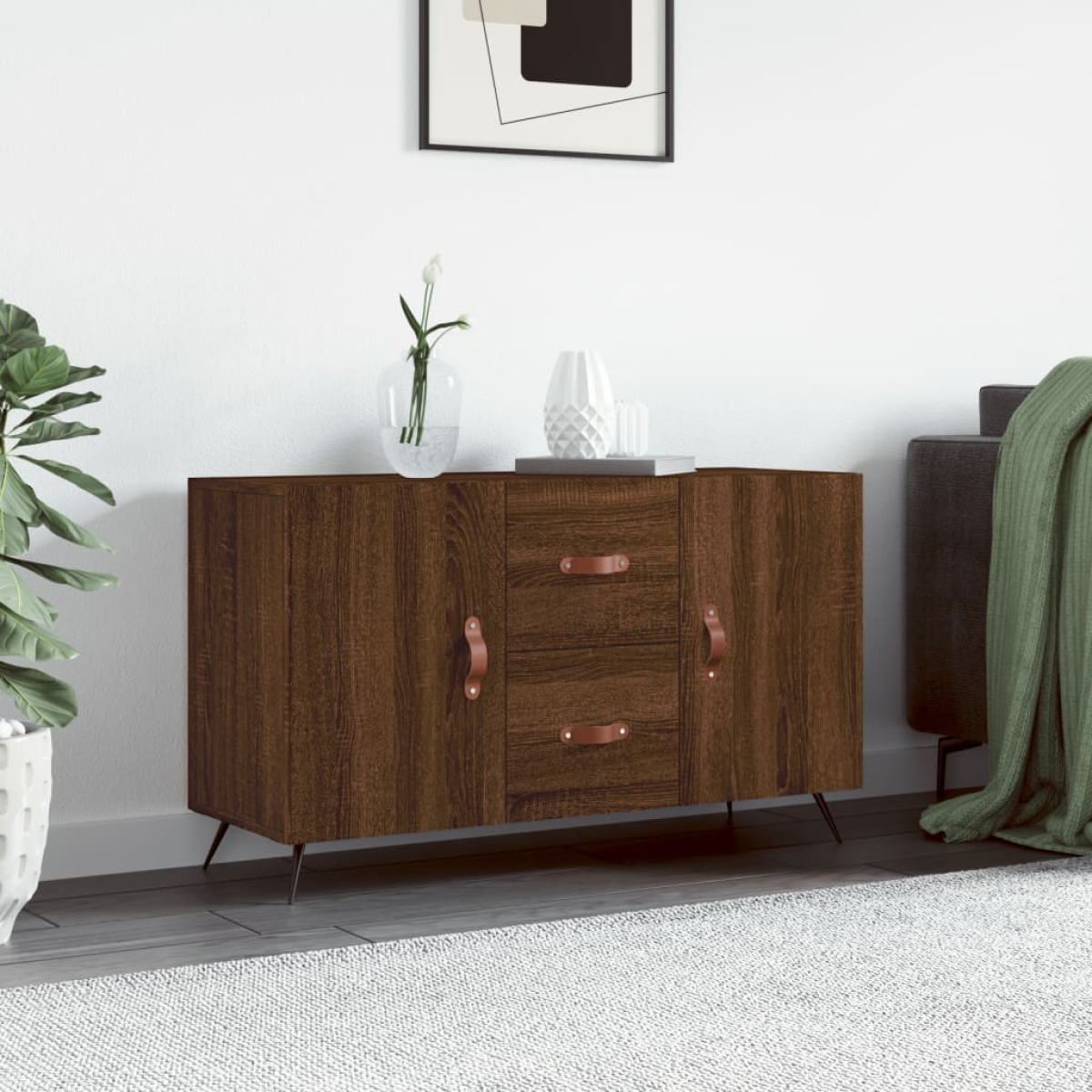 Brown Vidaxl Sideboard Oak 100X36x60 Cm Engineered Wood