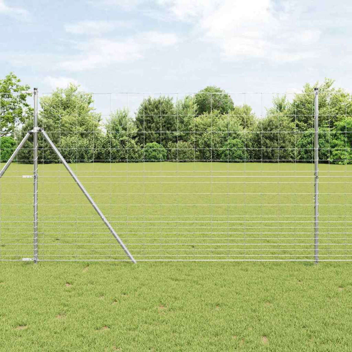Silver Vidaxl Field Fence 25 X 1.5 M Galvanised Steel