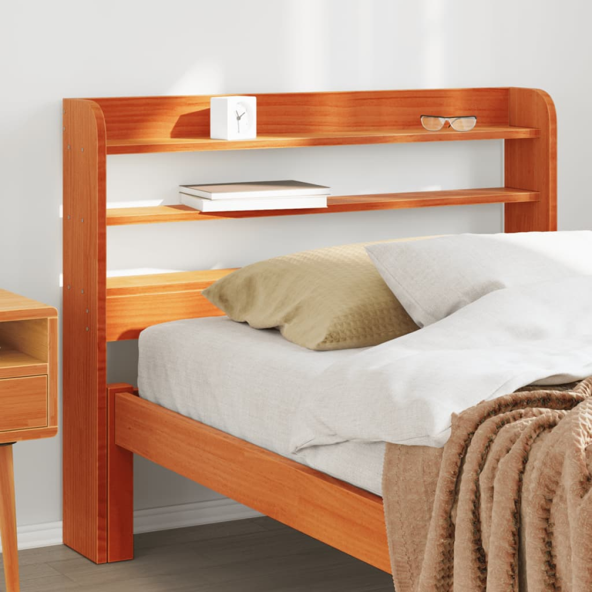 Brown Vidaxl Headboard With Shelves Wax 75 Cm Solid Wood Pine