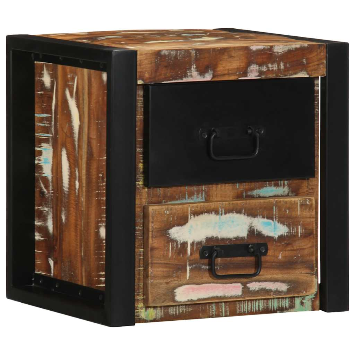 Grain Vidaxl Bedside Cabinet Multicolour 40X35x40 Cm Solid Wood Reclaimed