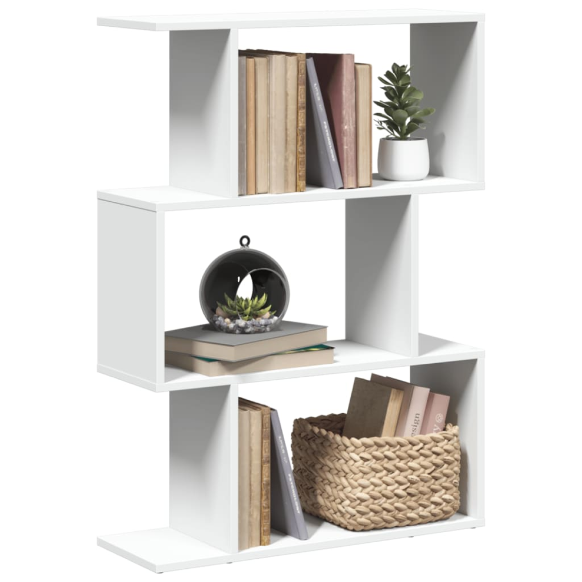 White Vidaxl Room Divider Bookcase 3-Tier 70X24x97 Cm Engineered Wood