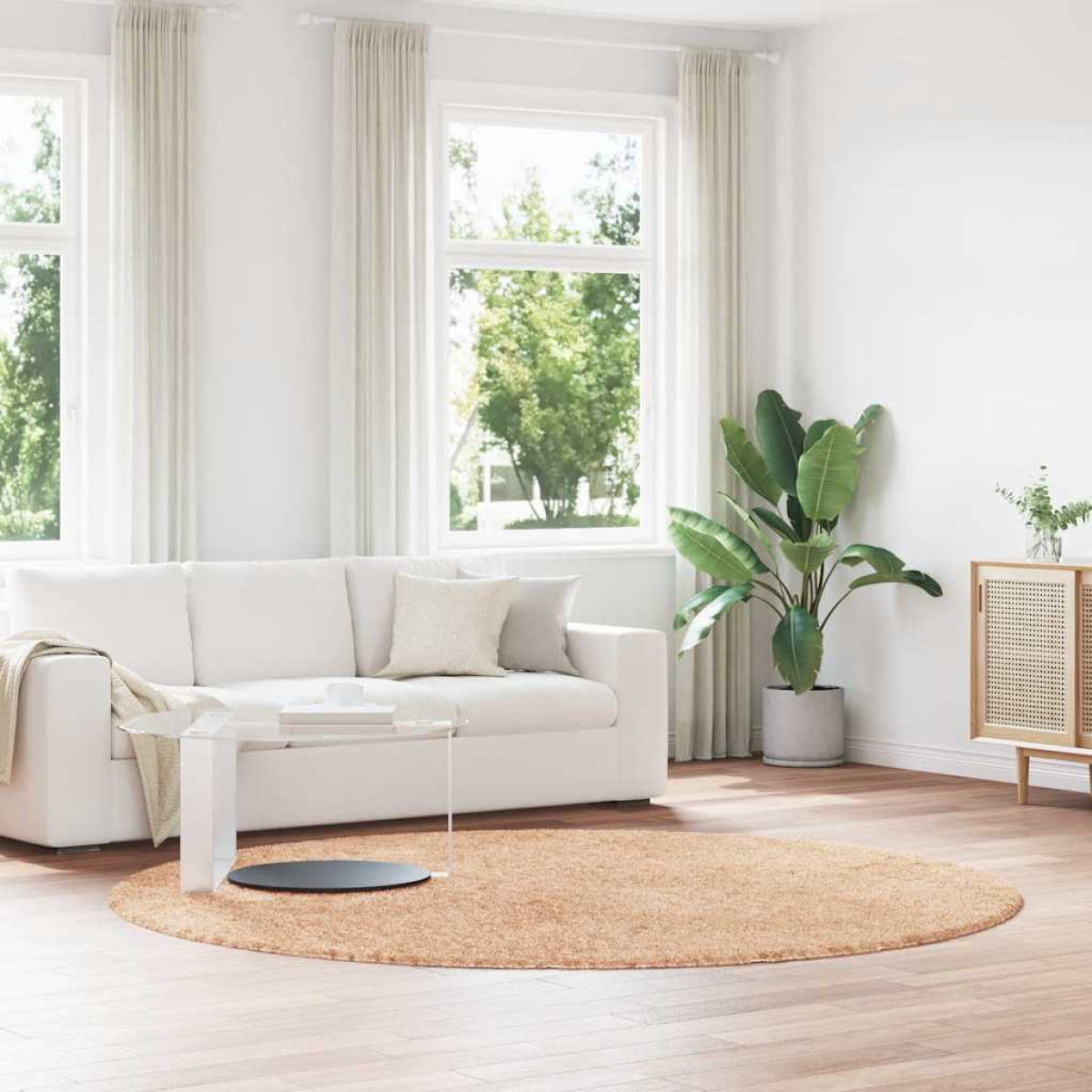 Beige Vidaxl Shaggy Rug High Pile Navarra 240X240 Cm Polyester