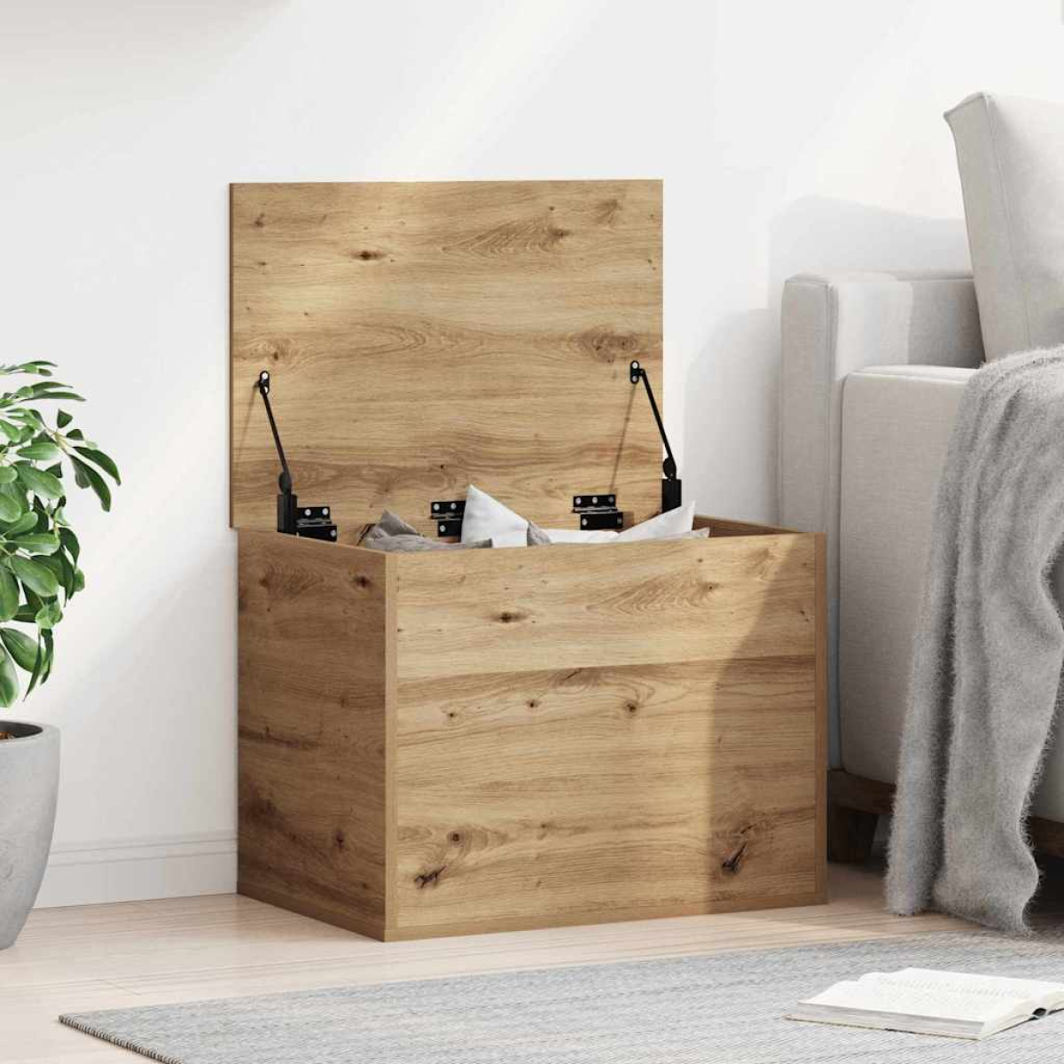 Light Vidaxl Storage Box Artisan Oak 60 X 42 X 46 Cm Engineered Wood