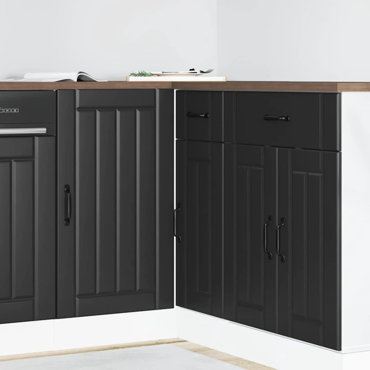 Black Vidaxl Kitchen Base Cabinet Lucca Engineered Wood