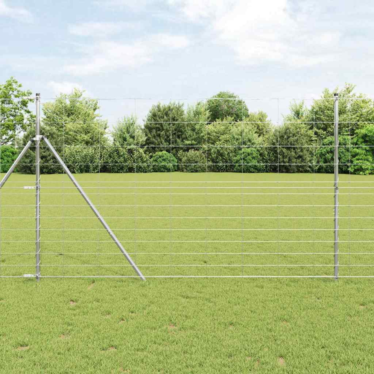 Silver Vidaxl Field Fence 25 X 1.5 M Galvanised Steel
