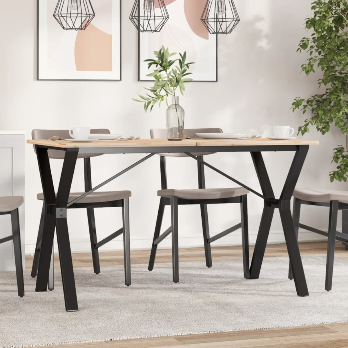 Black Vidaxl Dining Table Legs Y-Frame 120X60x73 Cm Steel
